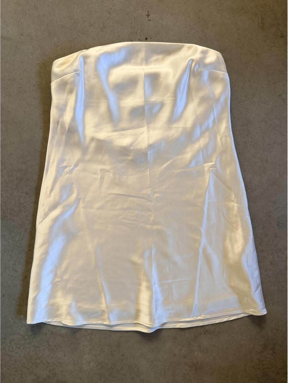 Women's Strapless White Satin Mini Dress Size Small